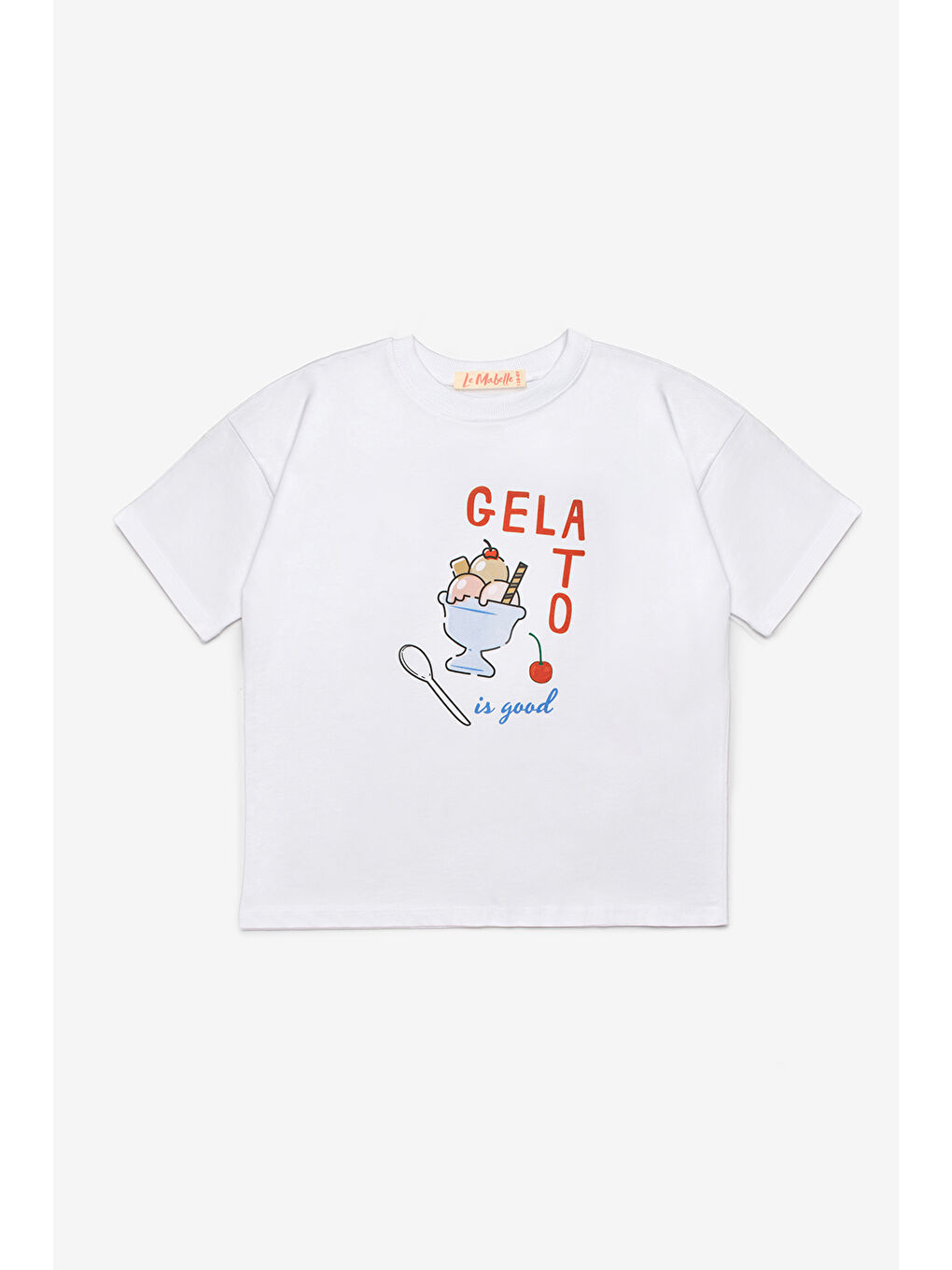 Kırmızı Gelato Baskılı Çizgi Desenli Çocuk Tişört Pantolon Takım - Edna-4