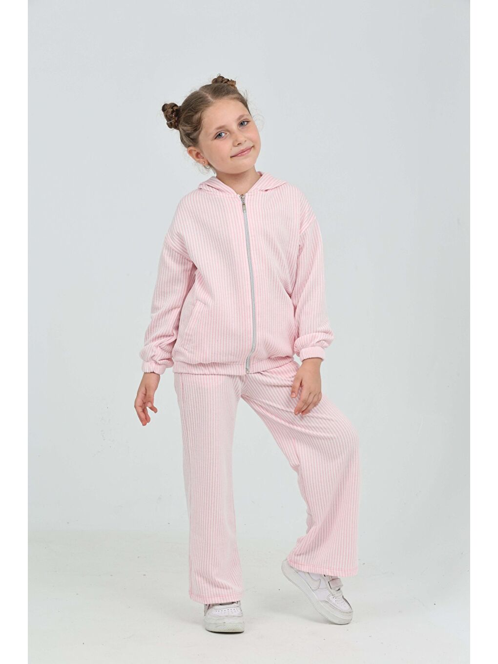 Pembe Kız Çocuk Çizgili Eşofman Takım-4
