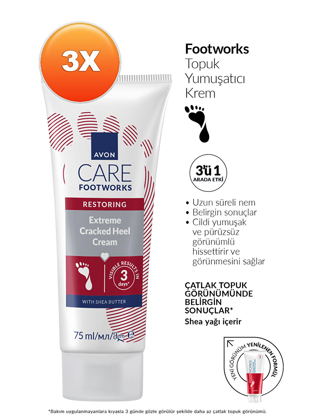 Footworks Topuk Yumuşatıcı Ayak Kremi 75ml Üçlü Paket-1