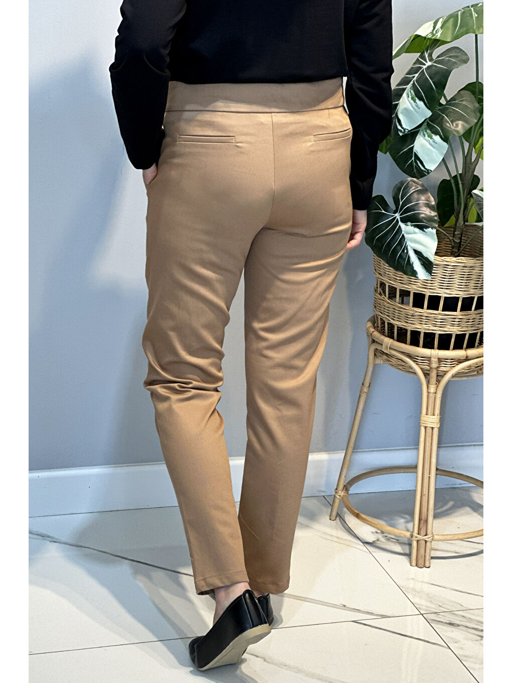 Kahverengi Bilek Boy Kumaş Pantolon 16032 Camel-2