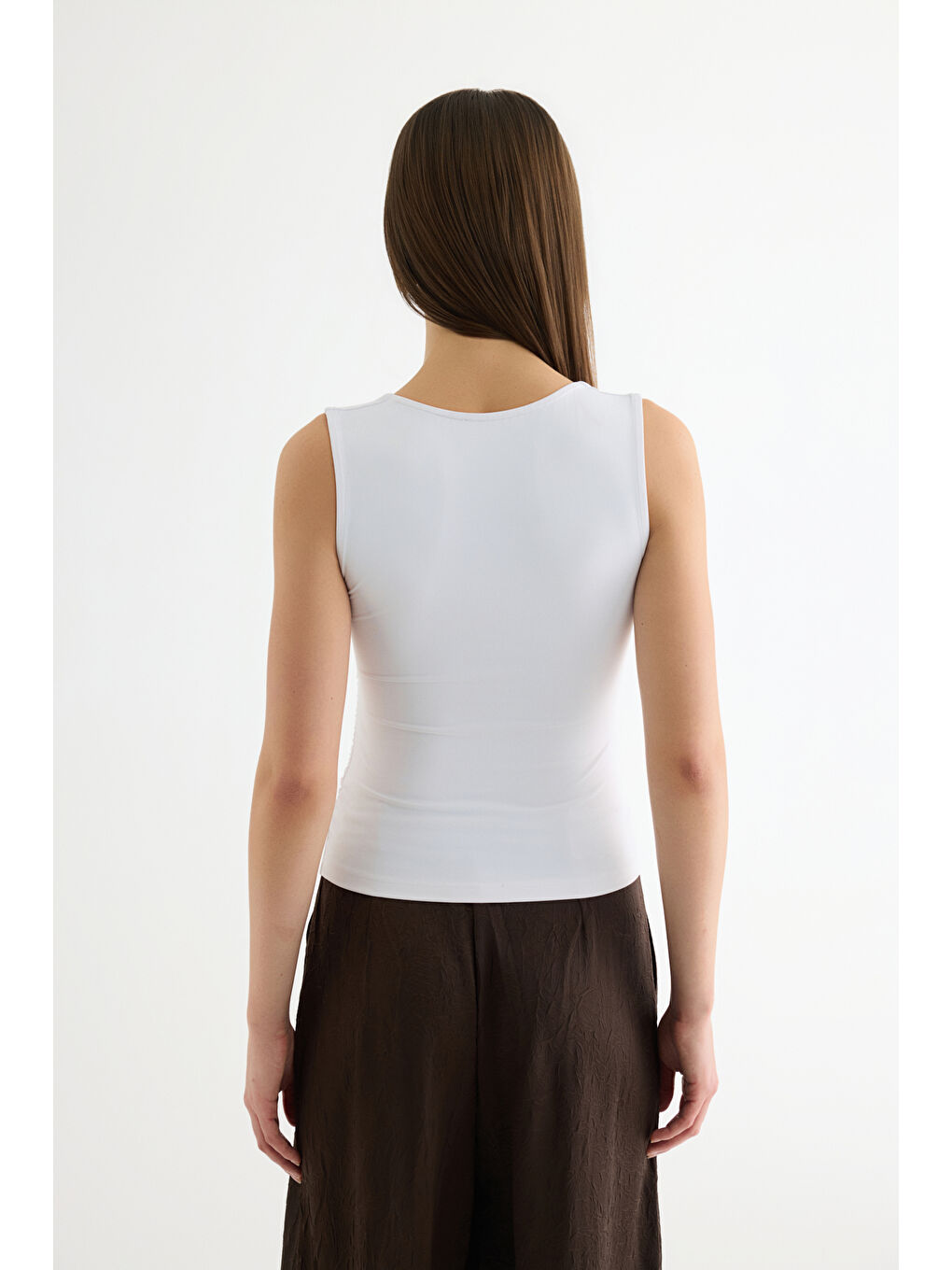 Büzgülü Kolsuz Bluz Ekru-4