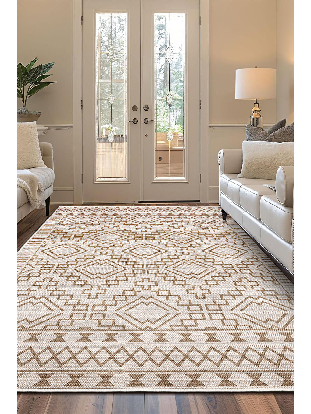 Turuncu Dekoratif Özel Tasarım Yıkanabilir İnce Kaymaz Tabanlı Modern Halı KECE FR28-2