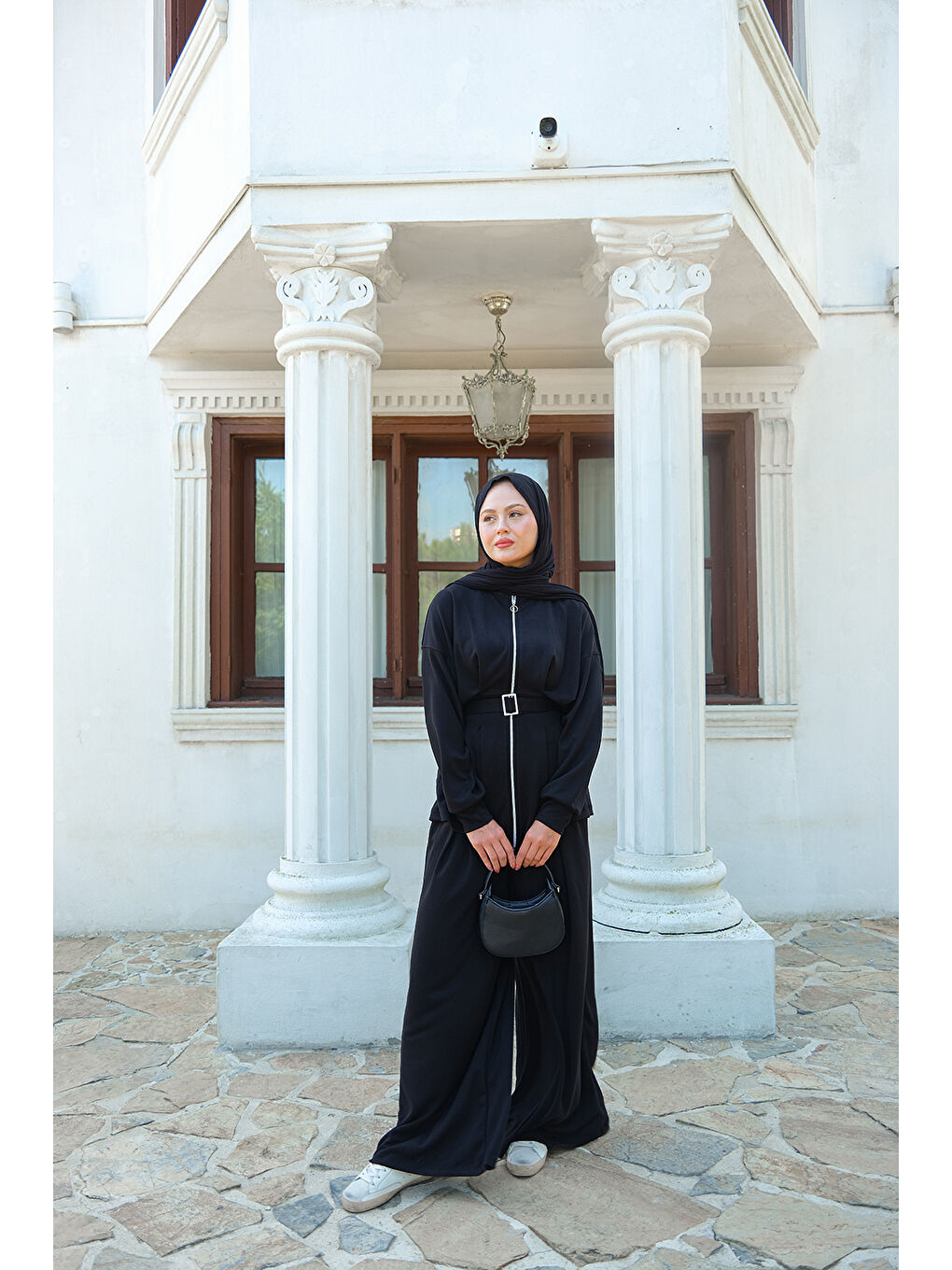 Kadın Beli Pile Detaylı Takım Siyah-2