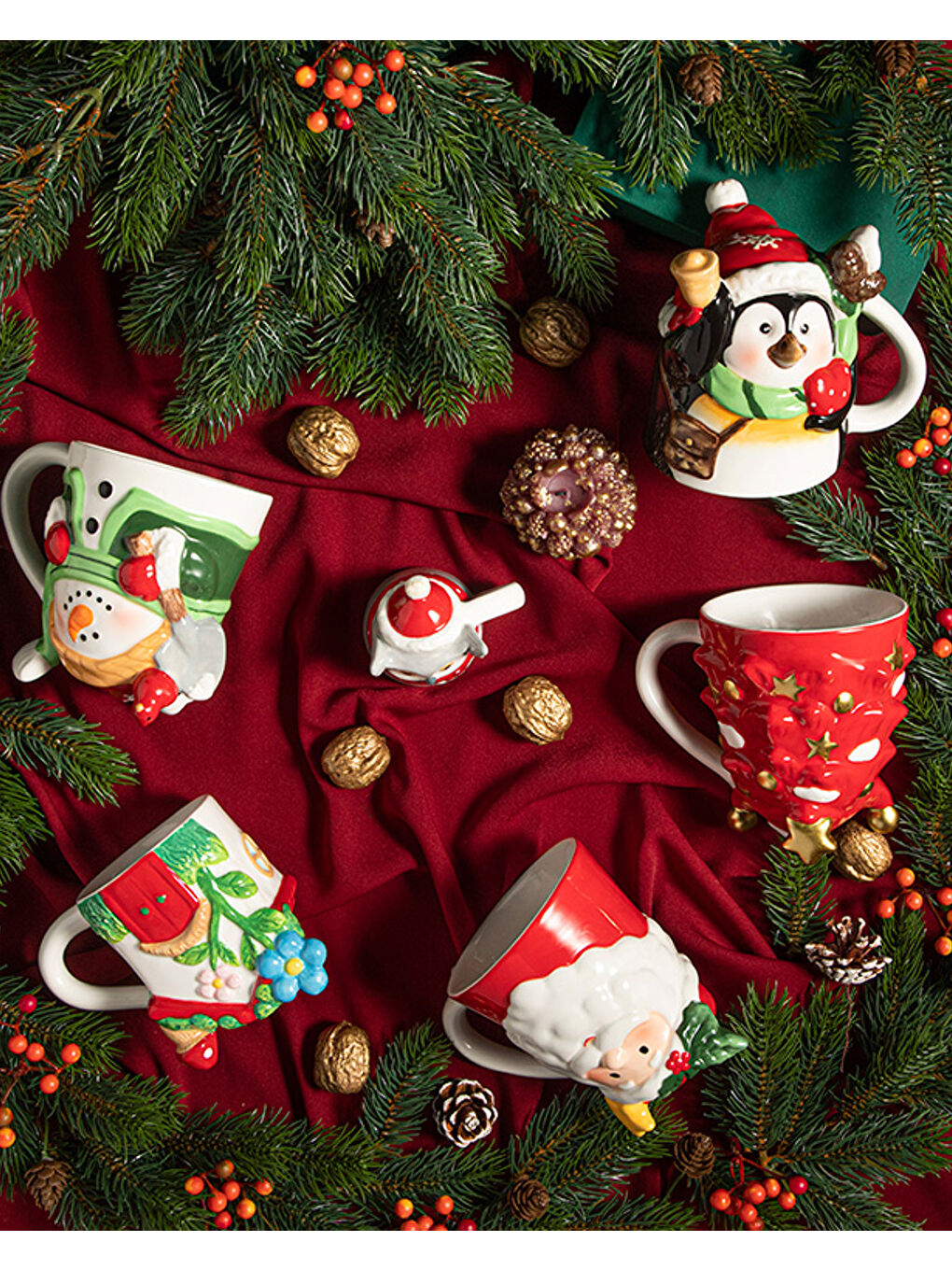 Beyaz Kind Santa Dolomite Yılbaşı Kupa 300 ml Renkli-5