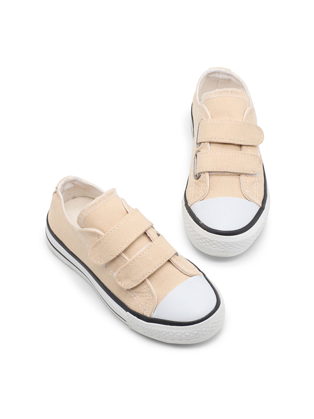 Çocuk Unisex Bej Rahat Kalıp Çift Bantlı Ayakkabı