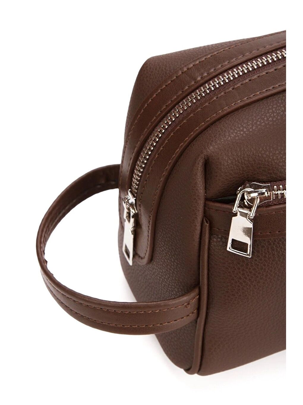 Kahverengi Erkek Büyük Boy Çok Gözlü Traş Çantası-5