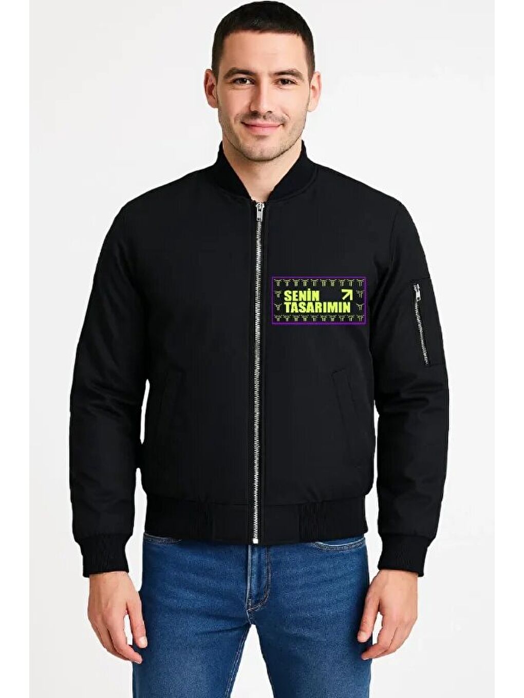 Ön Bomber Ceket - Siyah