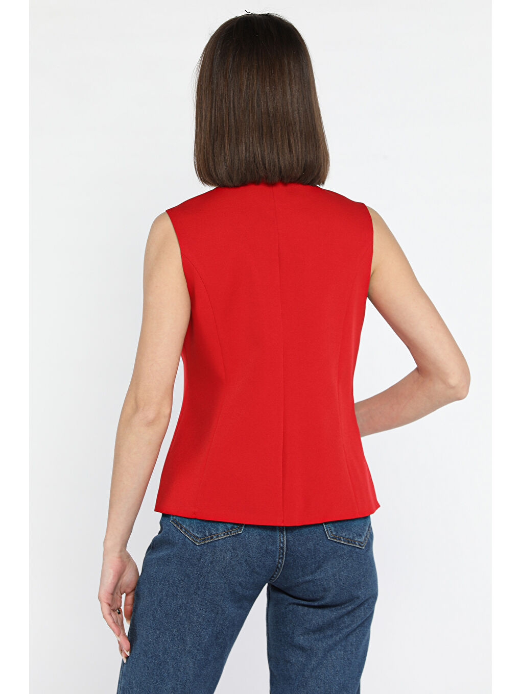 Kırmızı Bisiklet Yaka Astarlı Kadın Yelek-2