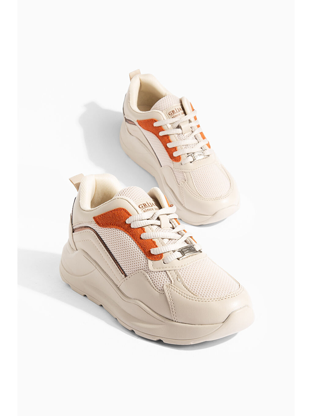 Bej Grijak Günlük Ortopedik Kadın Sneaker Spor Ayakkabı-3