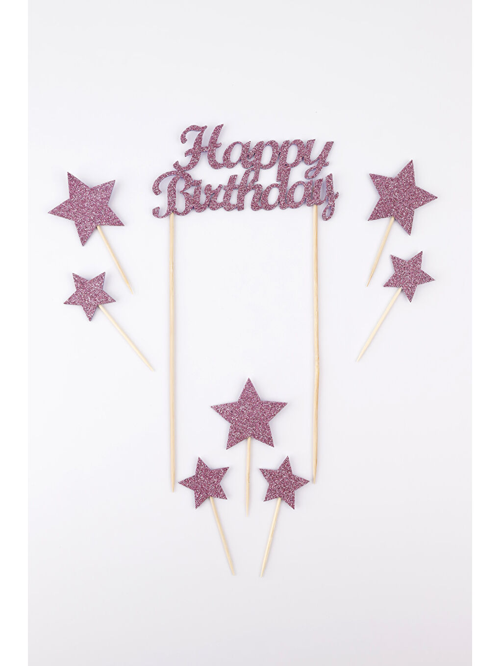 Lila Happy Birthday Yıldız Pasta Süsü