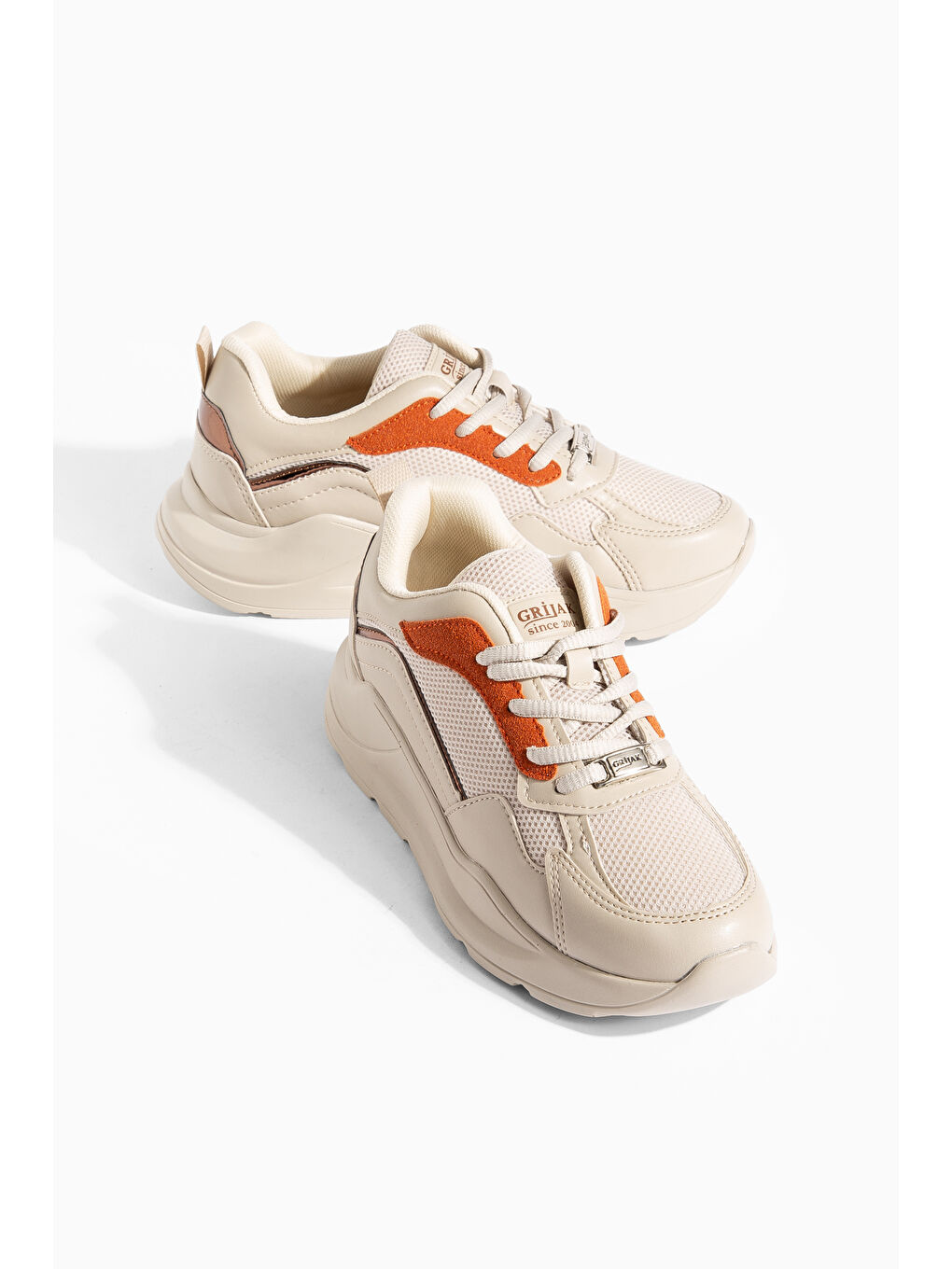 Bej Grijak Günlük Ortopedik Kadın Sneaker Spor Ayakkabı-4