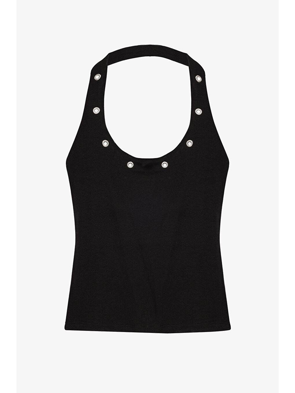 Kuş Gözü Detaylı Halter Yaka Atlet Siyah-1