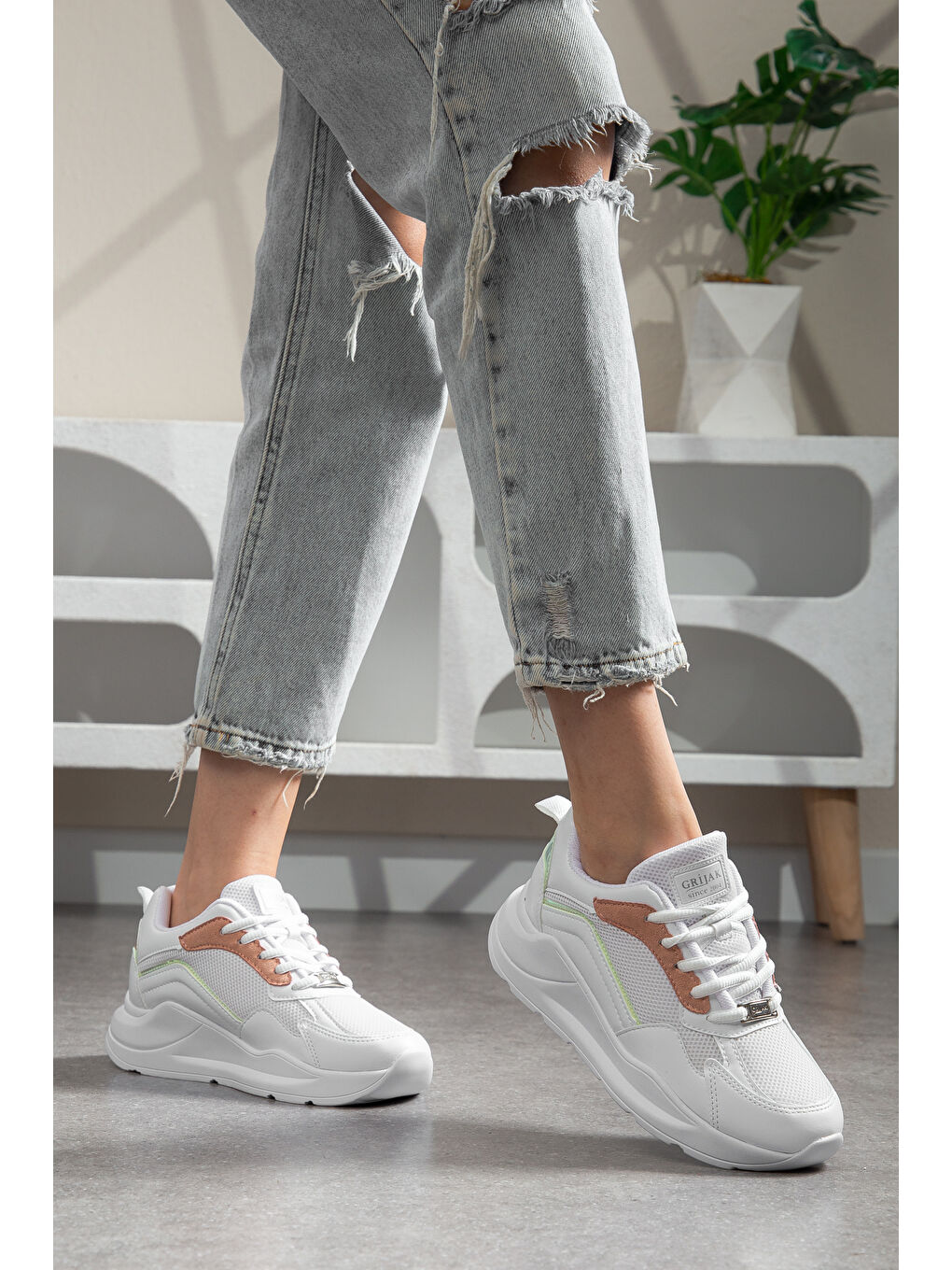 Beyaz Grijak Günlük Ortopedik Kadın Sneaker Spor Ayakkabı-2
