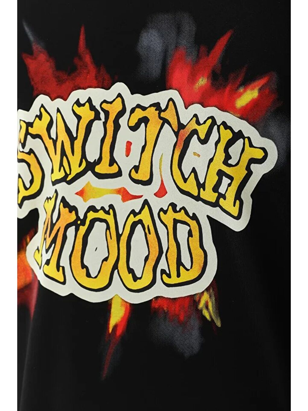 Unisex Oversize Baskılı Bisiklet Yaka T-Shirt - Siyah-3