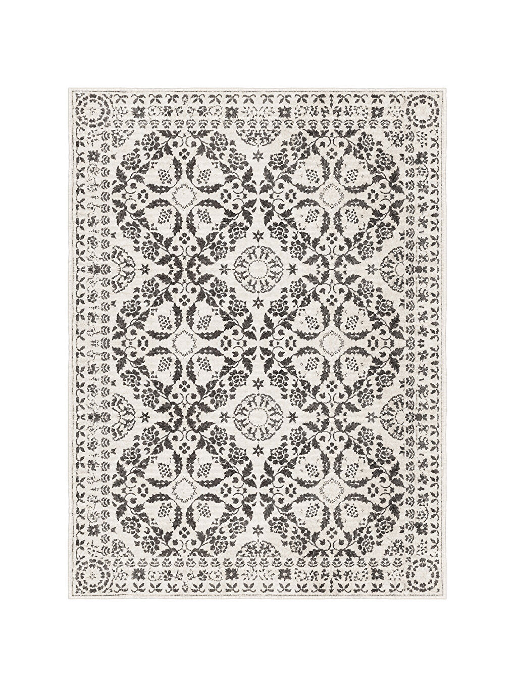 Gri Dekoratif Özel Tasarım Yıkanabilir İnce Kaymaz Tabanlı Modern Halı KECE FR24