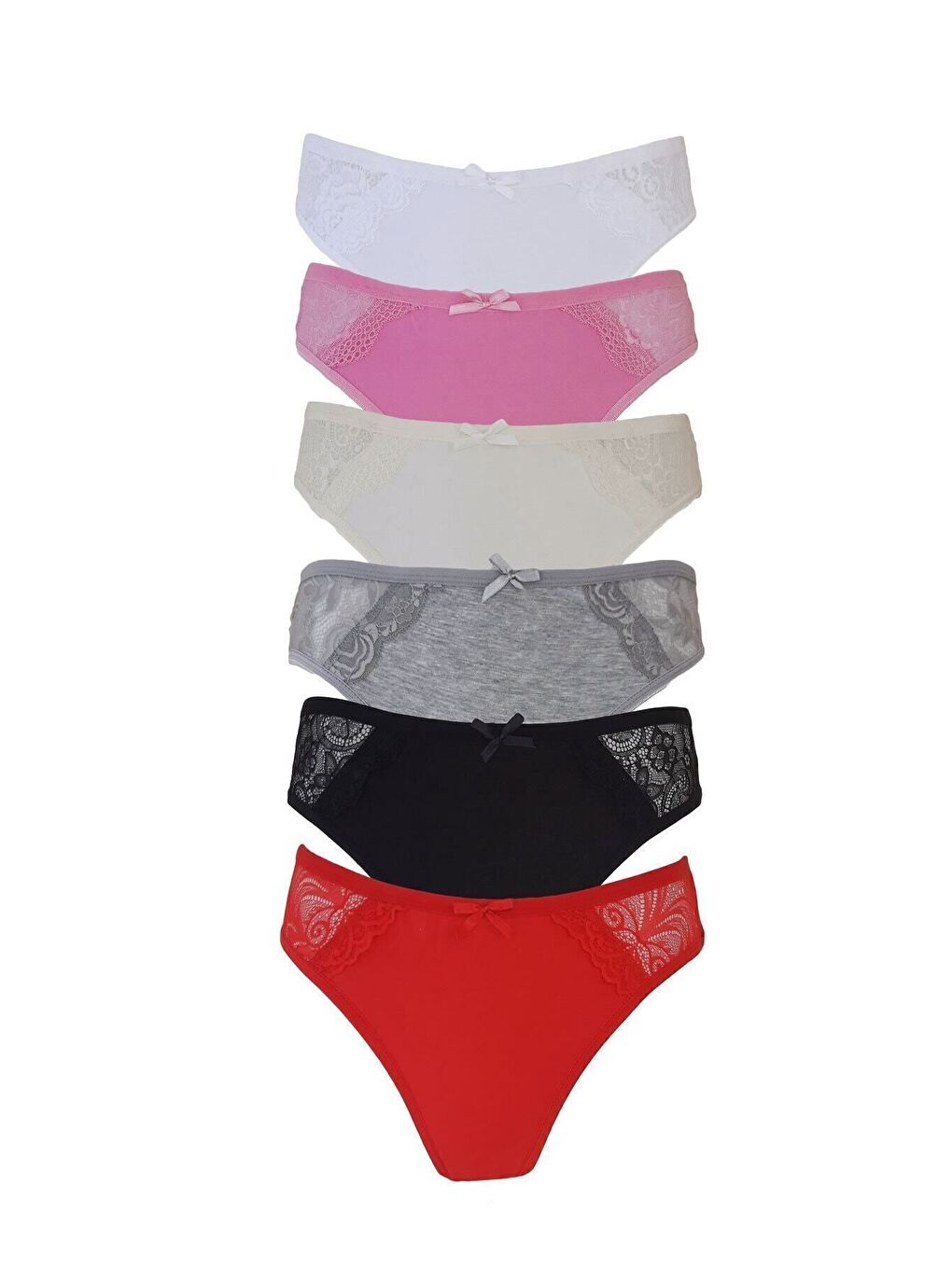 6'lı Kadın Karışık Kaliteli Dantel Detaylı Bikini Slip Külot