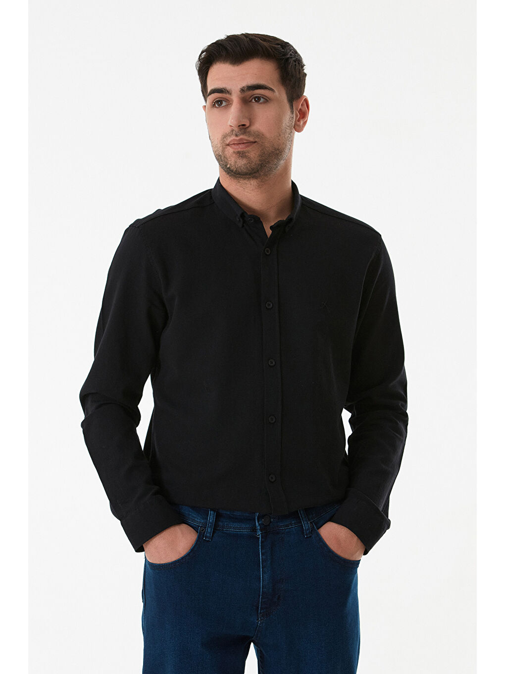 Siyah Basic Düğmeli Gömlek