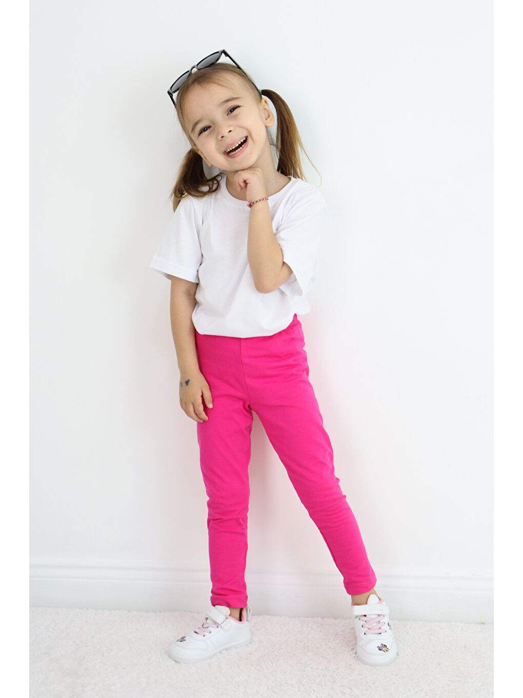 Fuşya Basic Kız Çocuk Tayt %100 Pamuk 6 Ay 5 Yaş-4