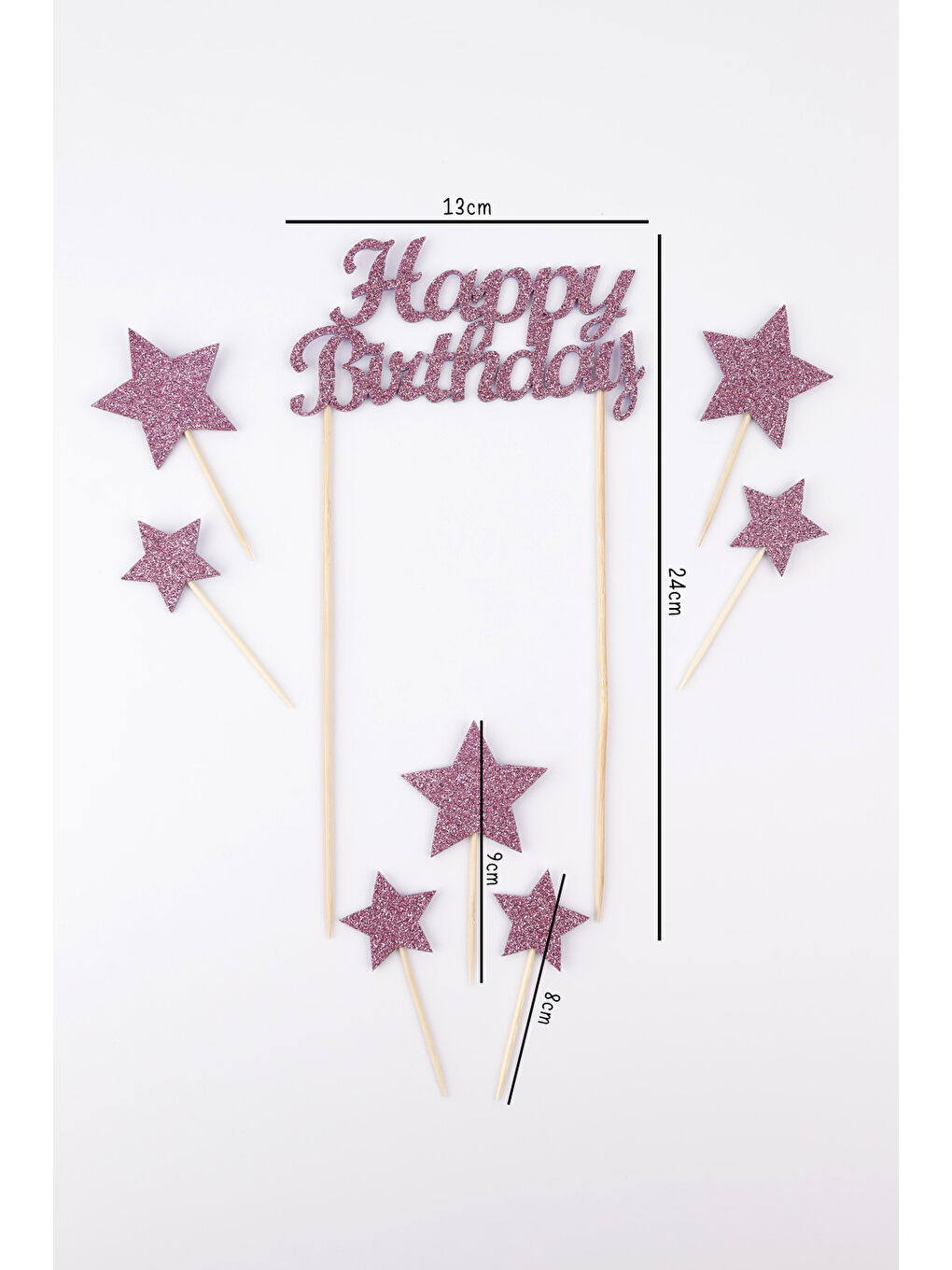 Lila Happy Birthday Yıldız Pasta Süsü-3