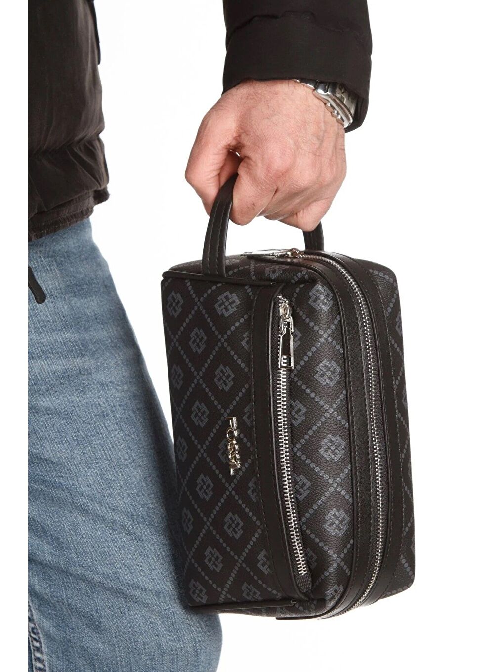 Siyah Erkek Büyük Boy Çok Gözlü Traş Çantası-4