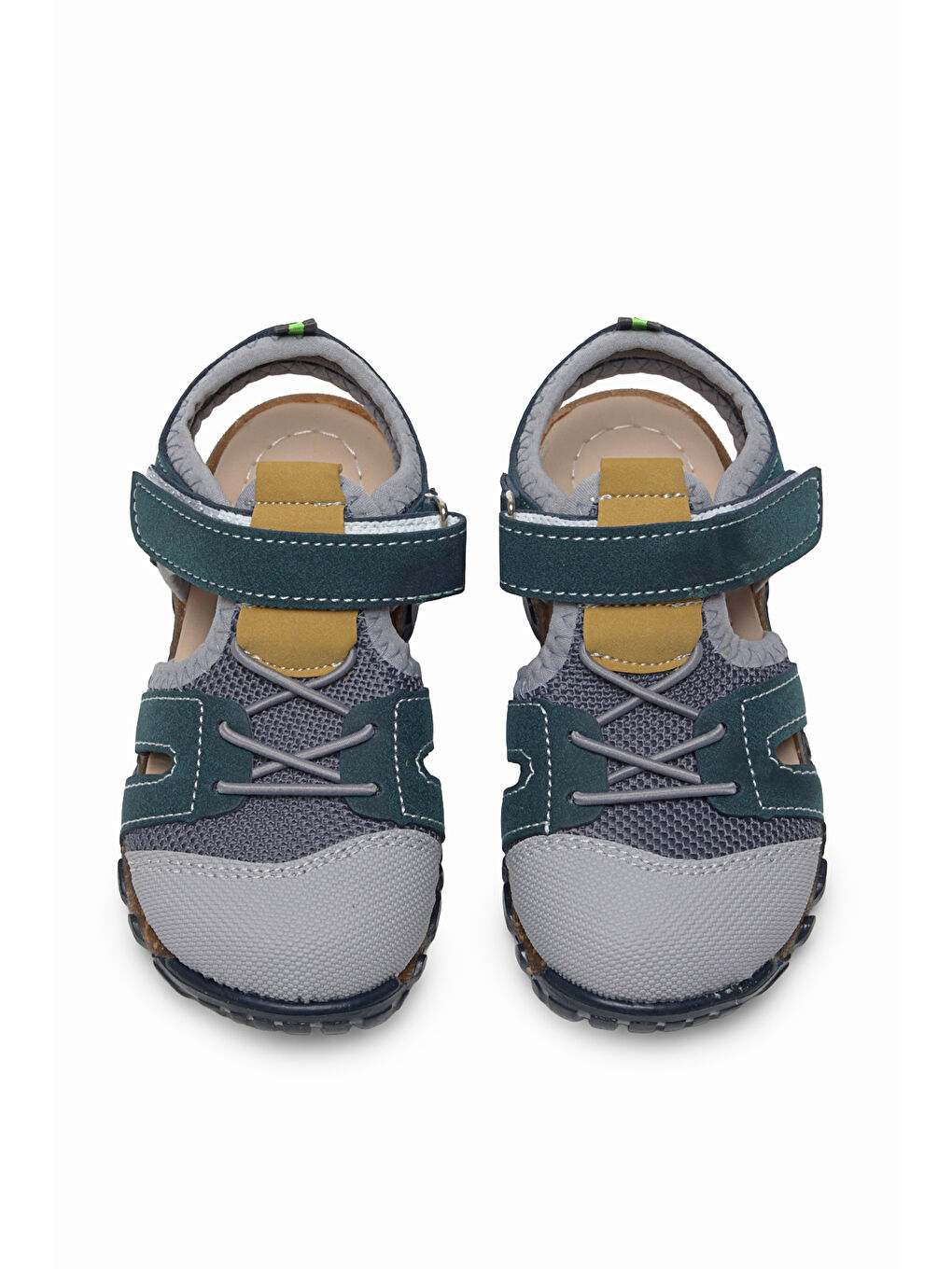 Çocuk Unisex Lacivert Sarı Çoçuk Cırt Ve Bağcıklı Rahat Kalıp Sandalet-1