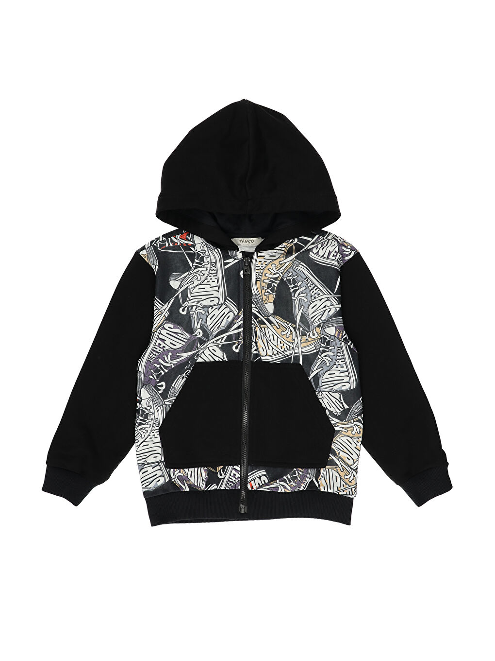 Siyah Erkek Çocuk Baskılı Sweatshirt-1