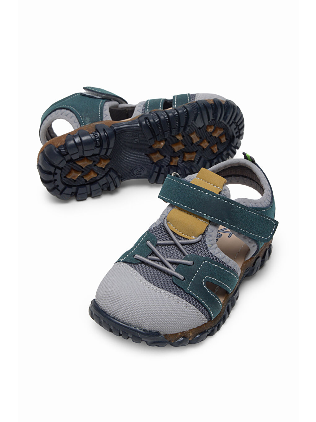 Çocuk Unisex Lacivert Sarı Çoçuk Cırt Ve Bağcıklı Rahat Kalıp Sandalet-2