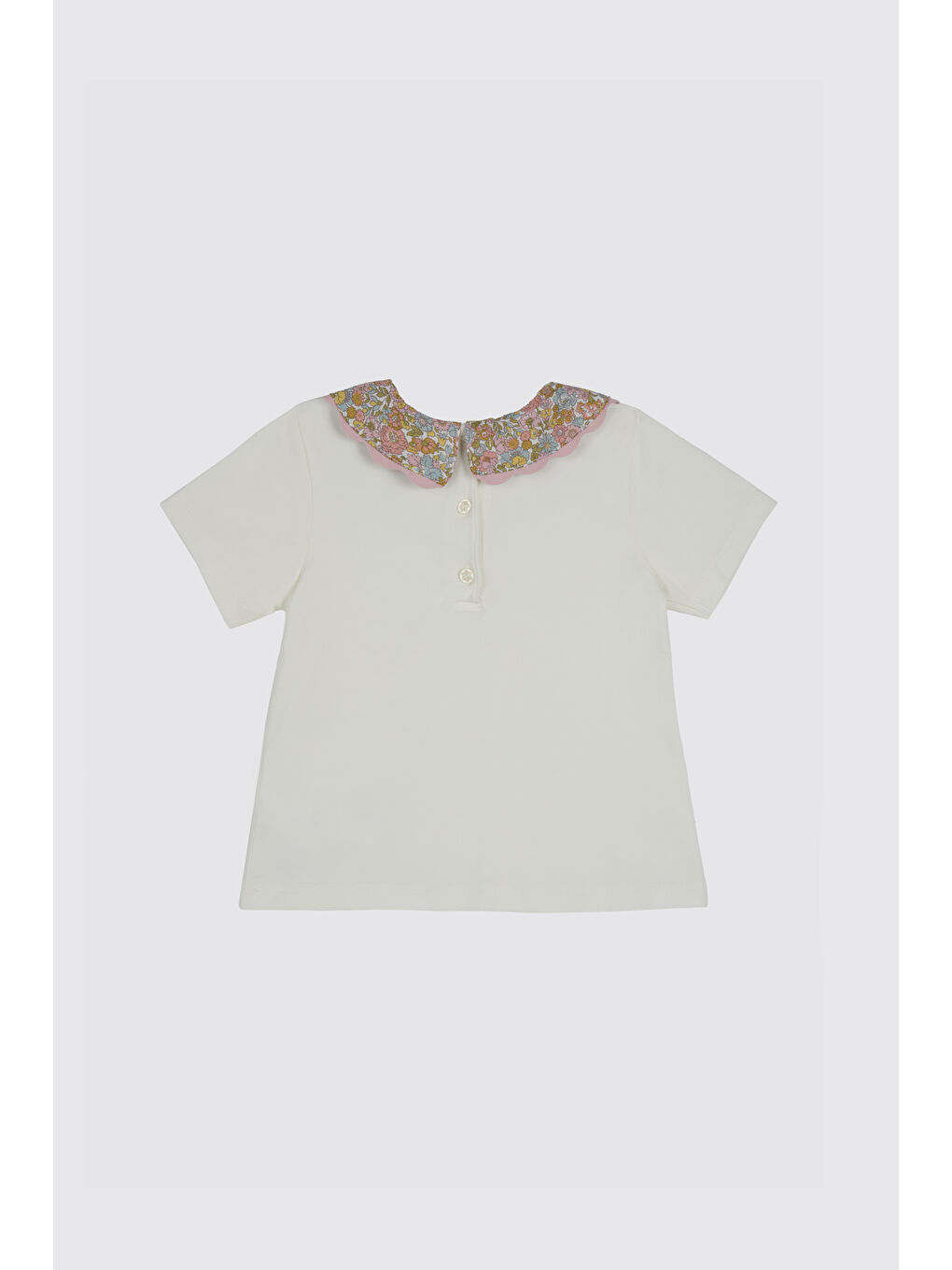 Ekru Liberty Kumaş Bebe Yaka Kız Bebek Tişört-1