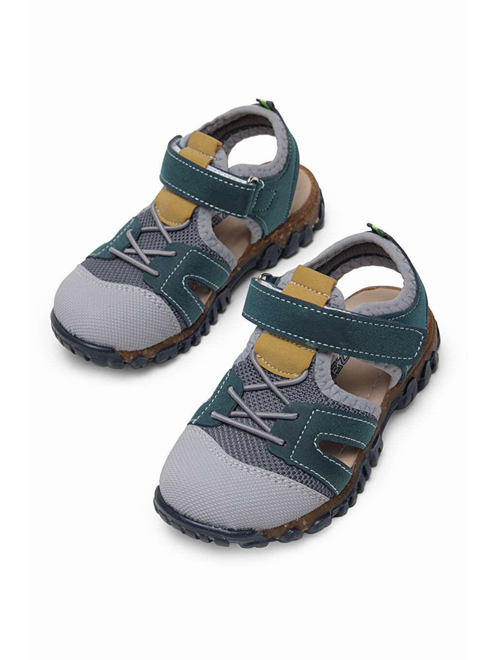 Çocuk Unisex Lacivert Sarı Çoçuk Cırt Ve Bağcıklı Rahat Kalıp Sandalet-3