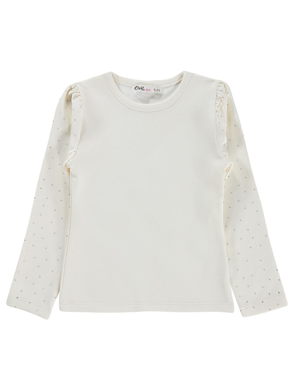 Girls Taşlı 10-13 Yaş Tişört - Kırık Beyaz