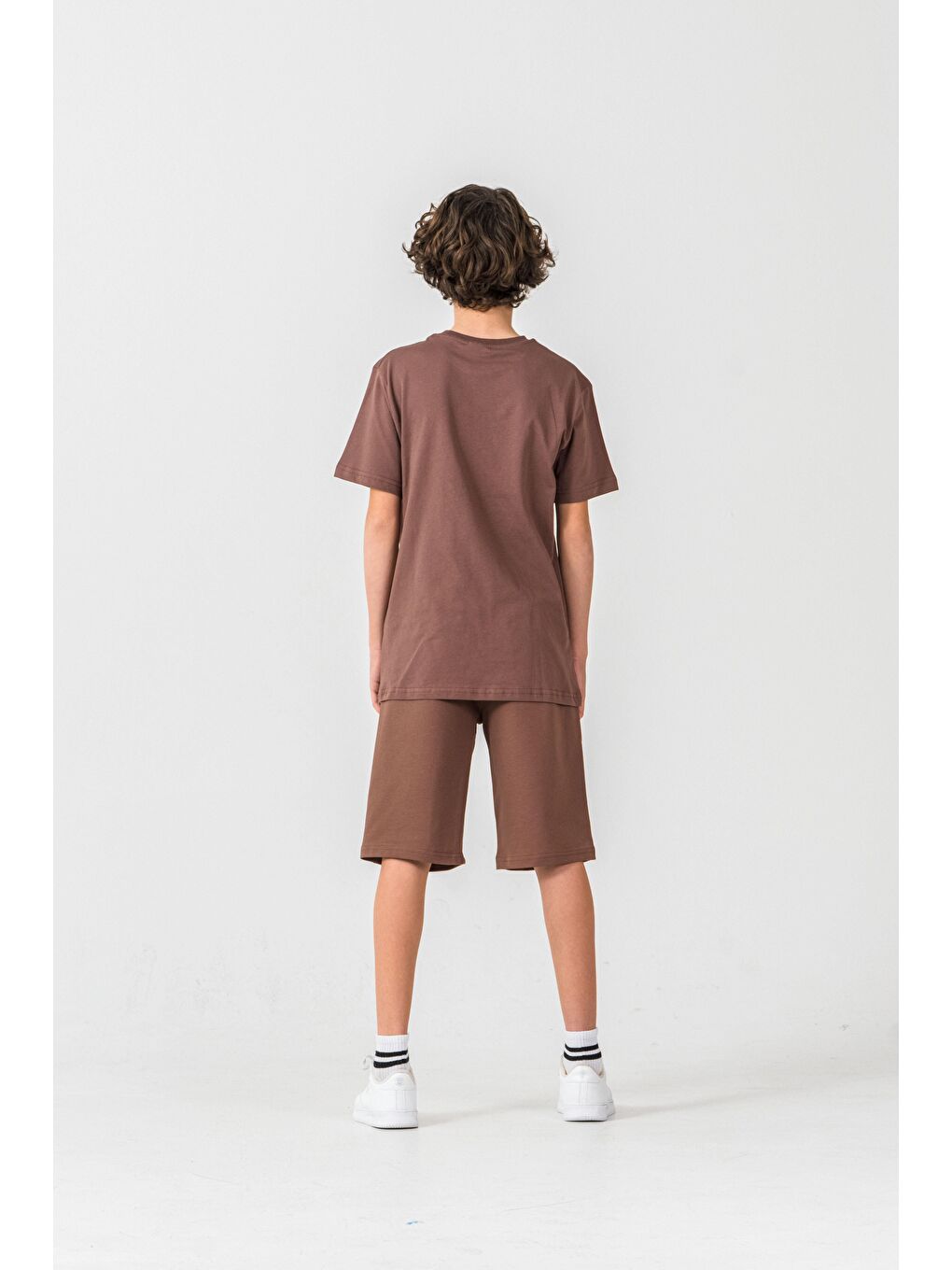 Kahverengi Heart Of The World Baskılı Cep Altı New York Amazing City Baskılı Erkek Çocuk Şort - Tişört Takımı-4