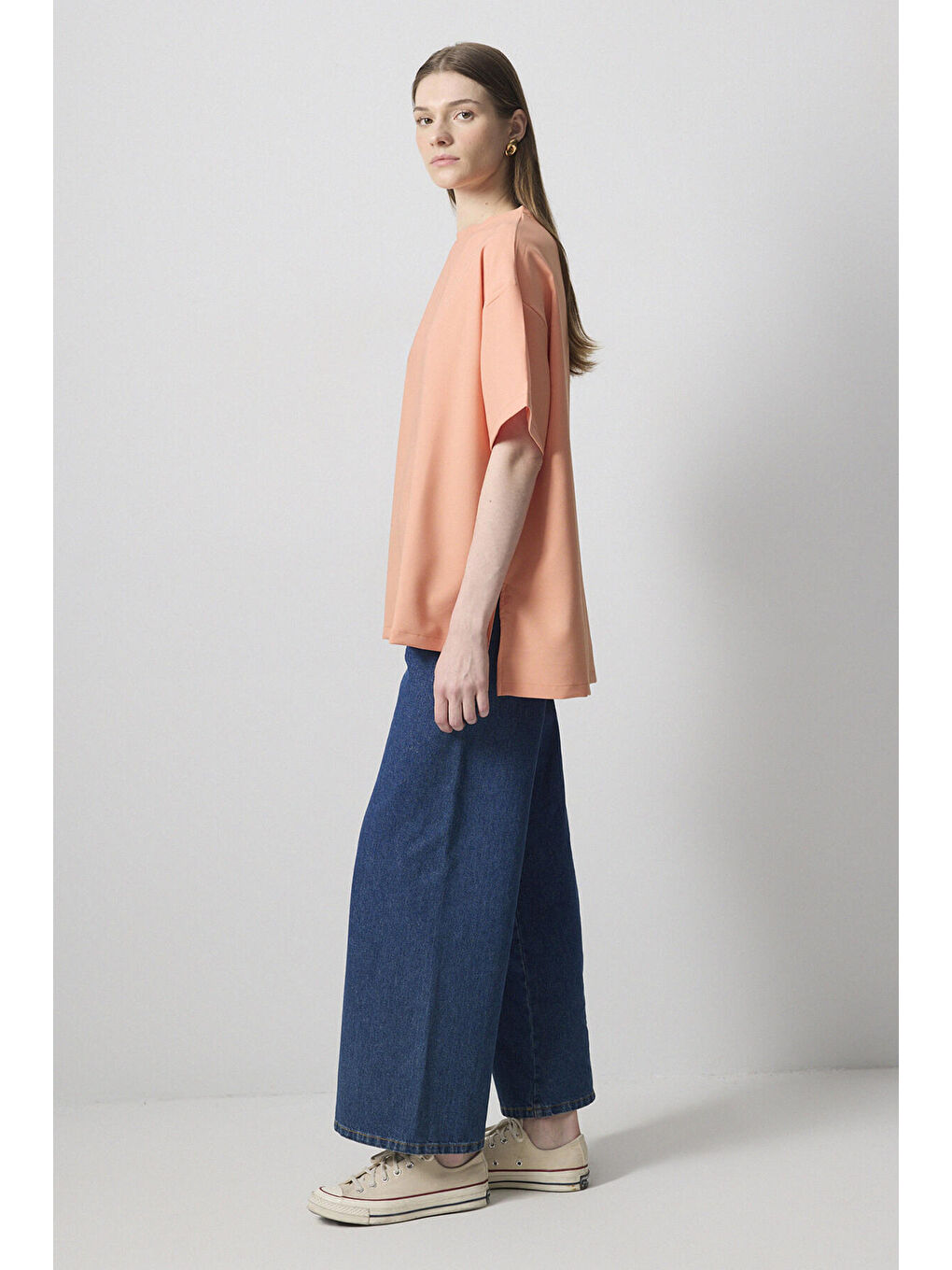 Pembe Kısa Kollu Krep T-Shırt-2