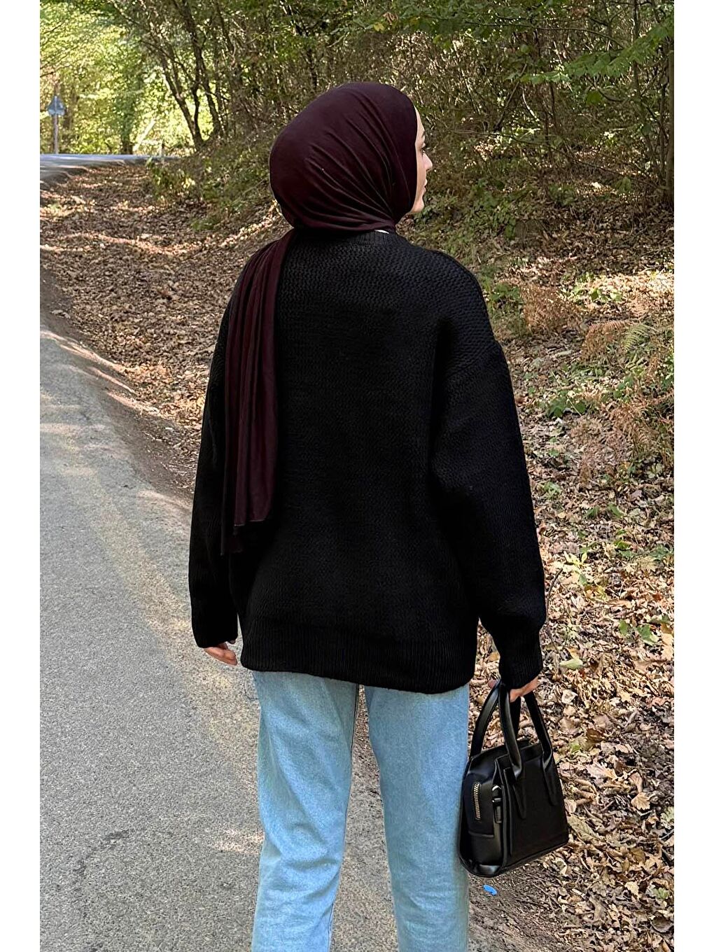 İnce Örgülü Kazak Siyah-1