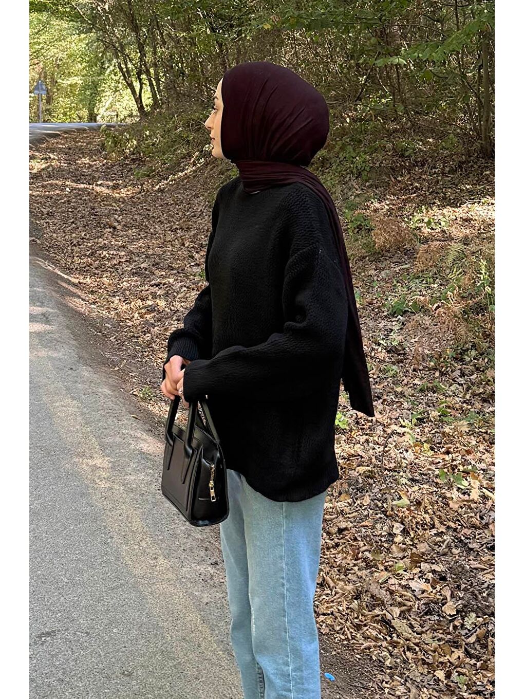 İnce Örgülü Kazak Siyah-2