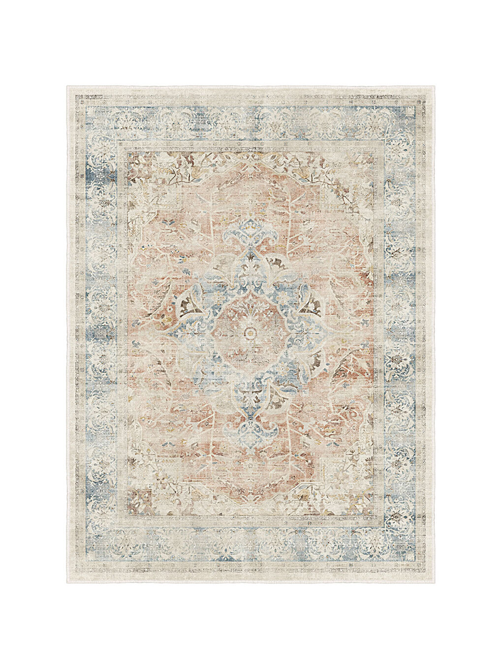 Bej Dekoratif Özel Tasarım Yıkanabilir İnce Kaymaz Tabanlı Modern Halı KECE FR21