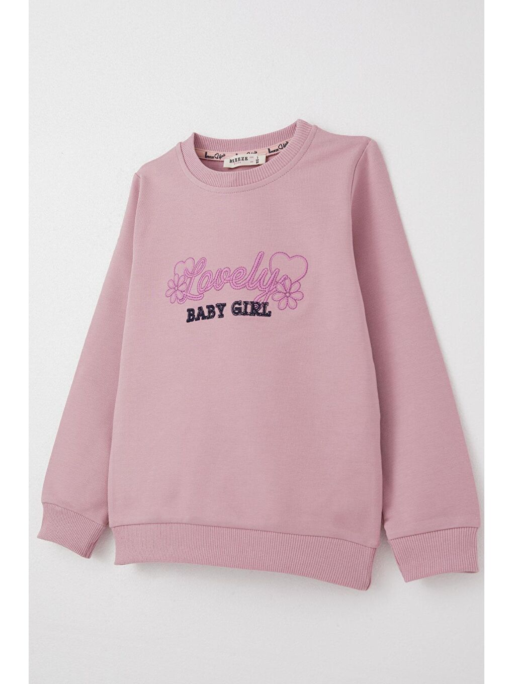 Pembe Kız Çocuk Eşofman Takım Sevgi Temalı Yazı Nakışlı Gülkurusu (1-3 Yaş)-5