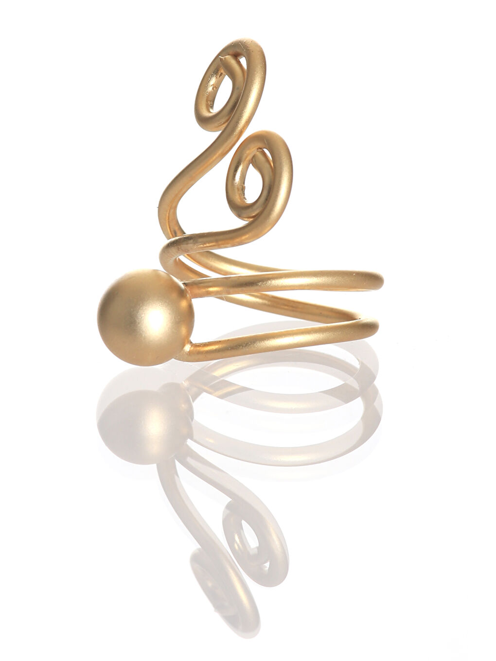 Sarı Kadın Mat Altın Kaplama Tel Sarma Spiral Tasarım Yüzük-1