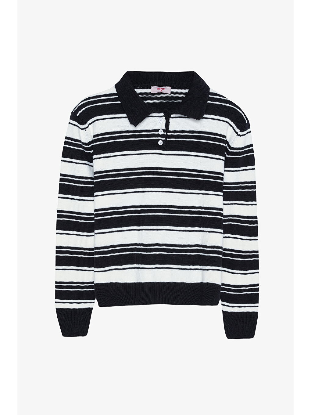 Polo Yaka Çizgili Triko Lacivert-1