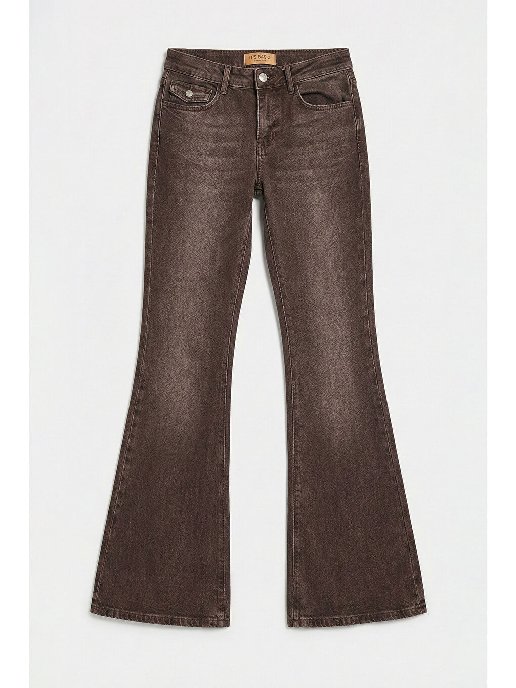Kahverengi Kadın Koyu Kahve 2s6-16 Mid Rise Flare Fit Esnek Kumaş Denim Jean-6