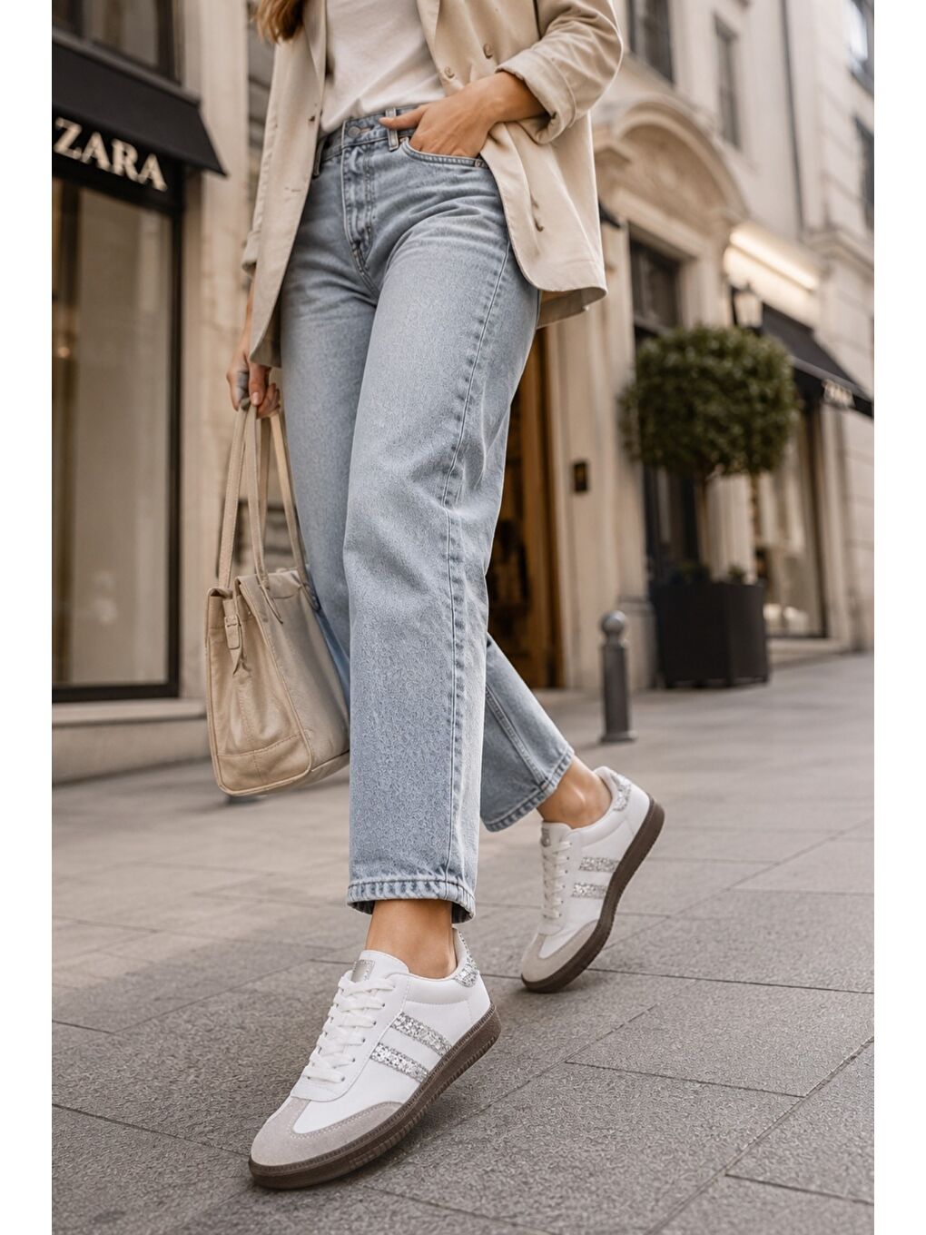 Beyaz SPARKLY Kadın Sim Detaylı Günlük Sneaker Spor Ayakkabı-2