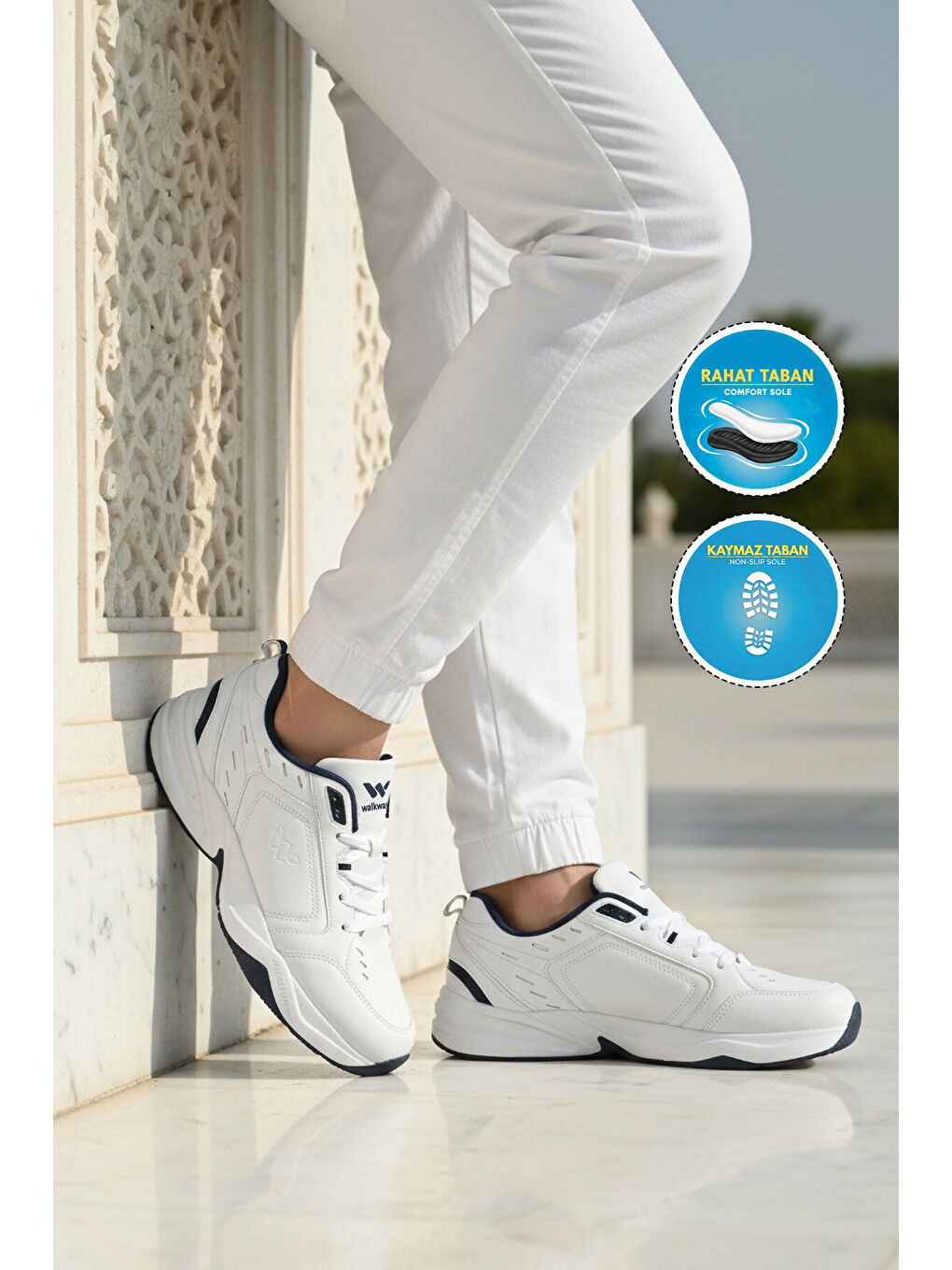 Mavi Beyaz Lacivert Kaymaz Taban Erkek Spor Ayakkabı Erya M-2