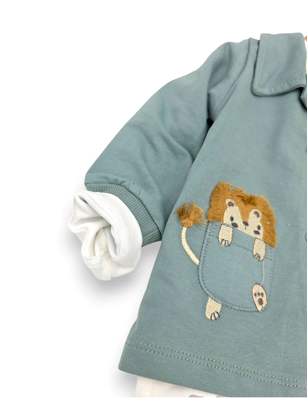 İndigo Erkek Bebek Aslan Baskılı Ceketli 3'lü Takım-3
