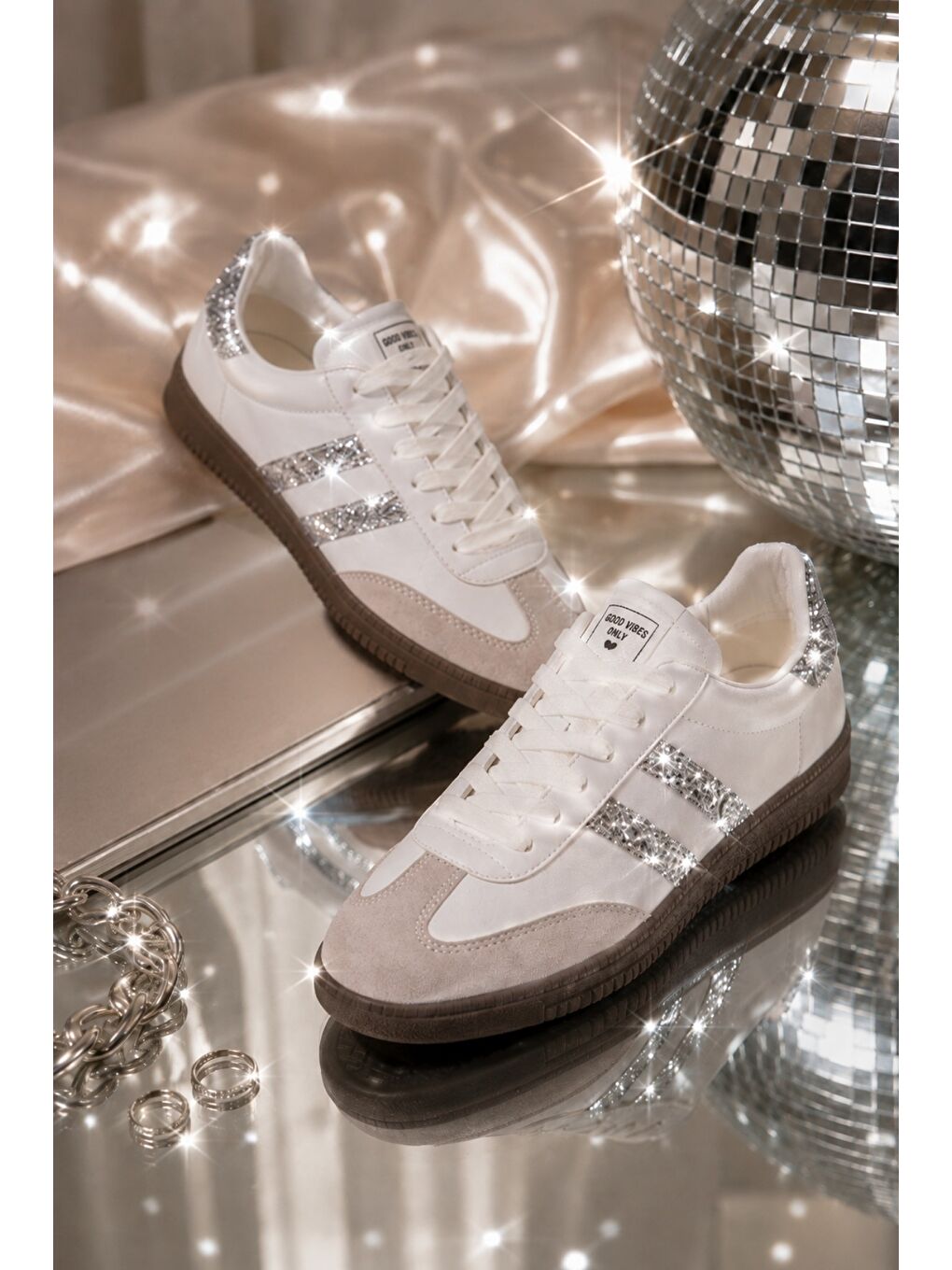Beyaz SPARKLY Kadın Sim Detaylı Günlük Sneaker Spor Ayakkabı-6