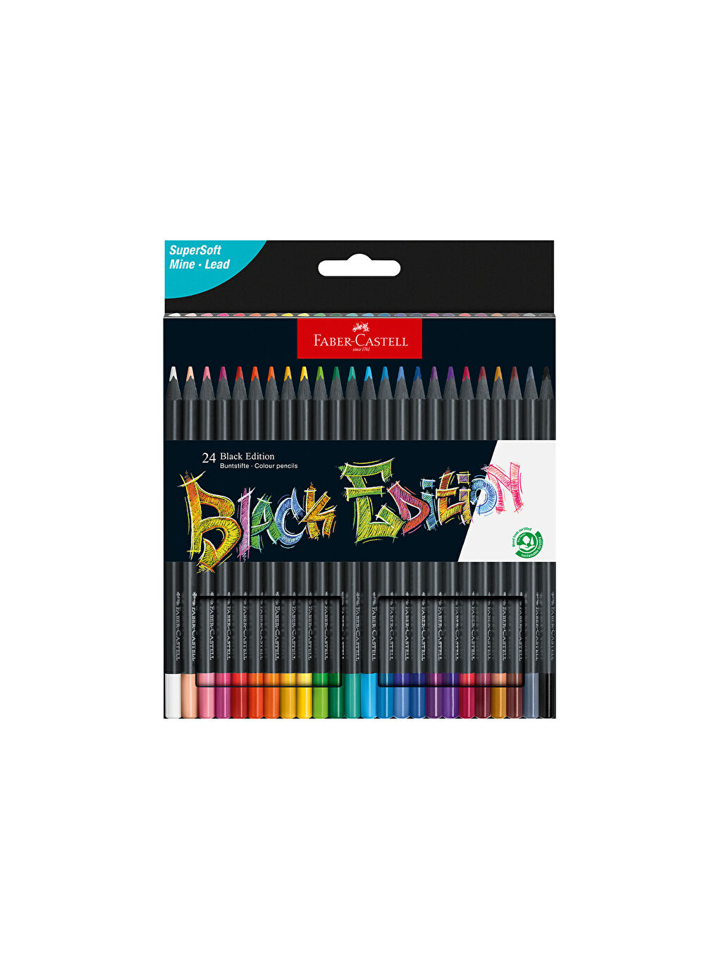 Black Edition Boya Kalemi, 24 Renk, Siyah Kağıda Uyumlu, Ergonomik Üçgen Gövde