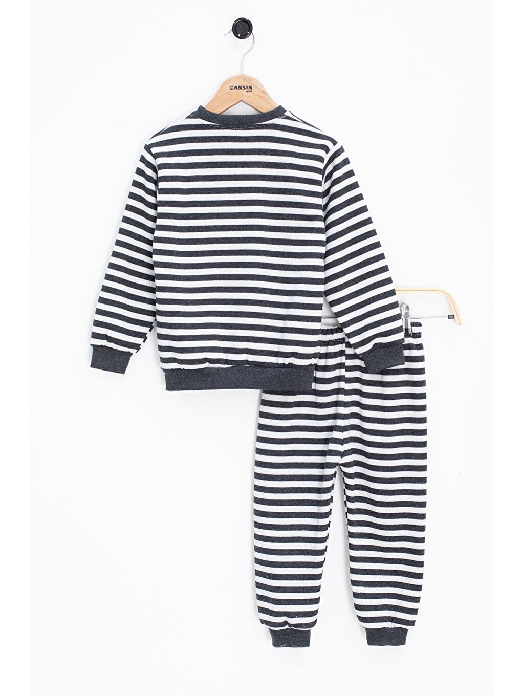 Gri Erkek Çocuk Yazı Nakışlı Şardonlu 2'li takım 22705-3