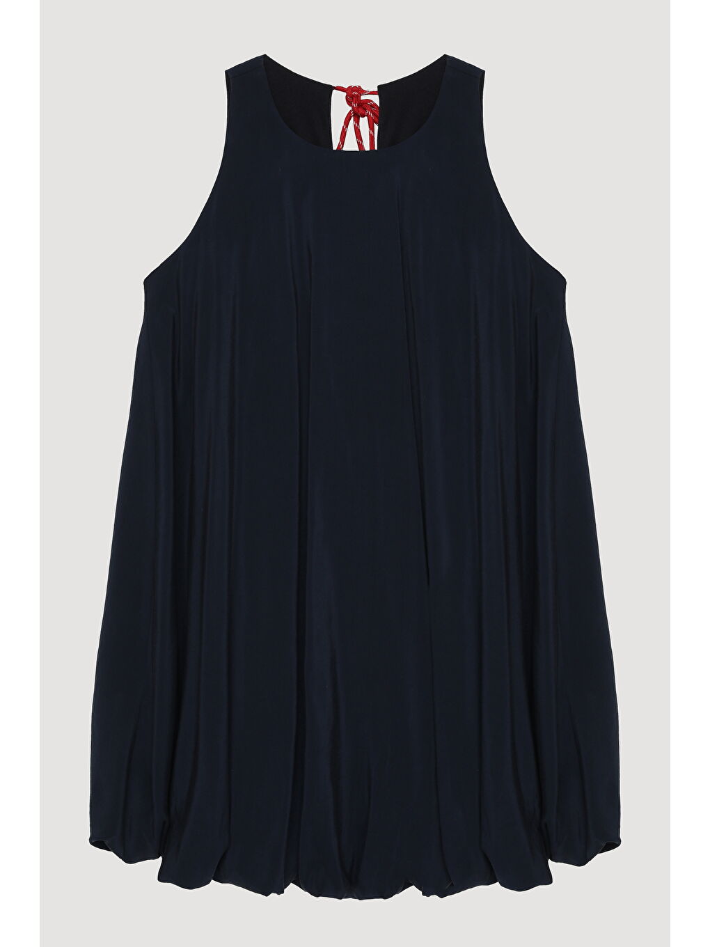 Halter Yaka Mini Balon Elbise Lacivert