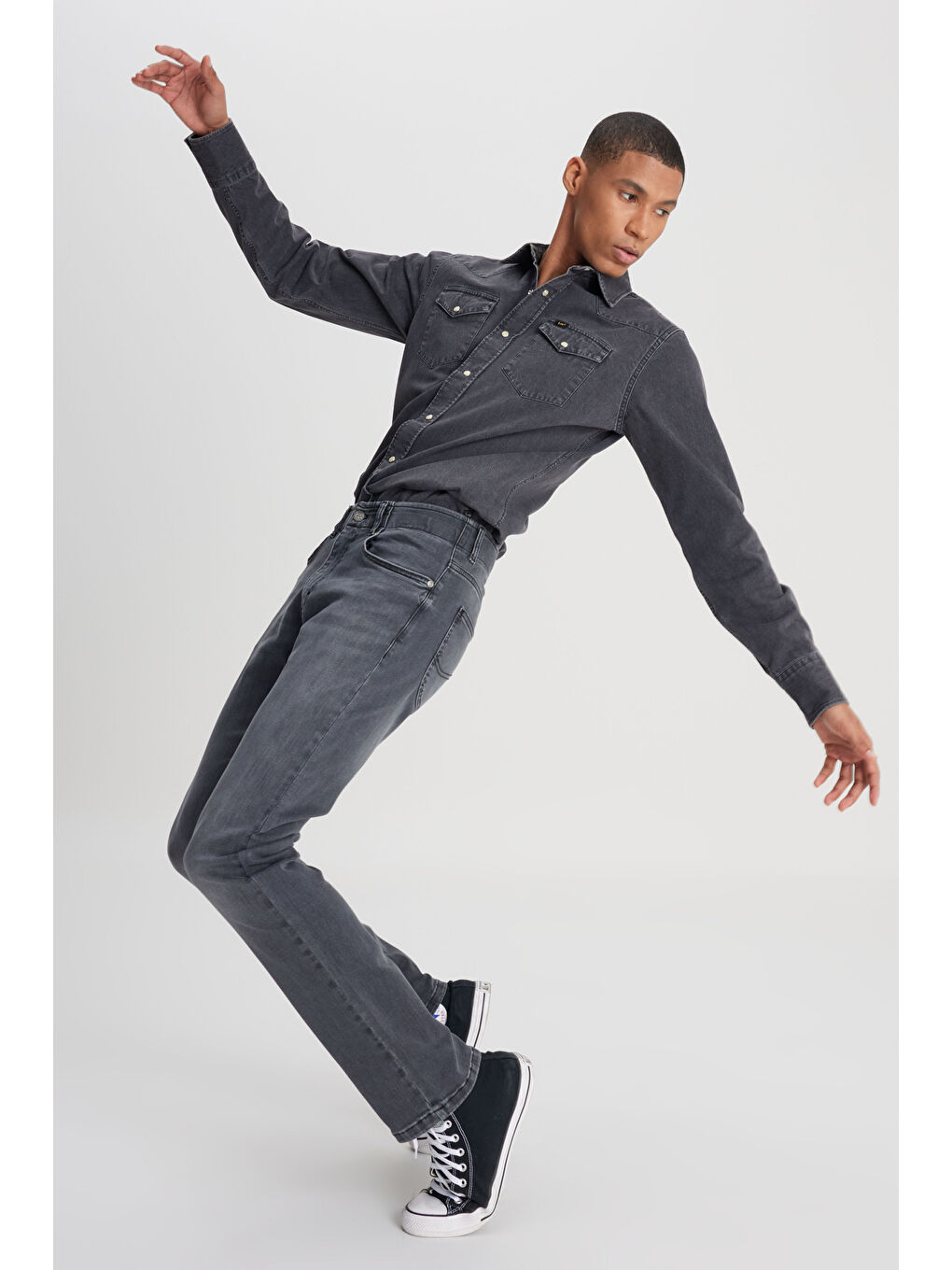 Slim Tapered Fit Dar Kesim Normal Bel Düz Paça Extreme Motion Koyu Gri Esnek Jean Pantolon-2