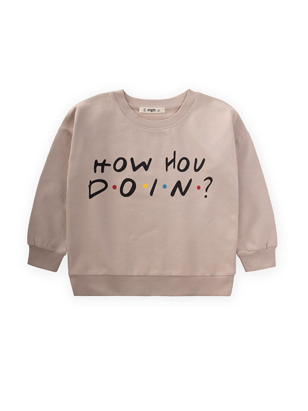 Yazı Baskılı Sweatshirt 3-9 Yaş Bej
