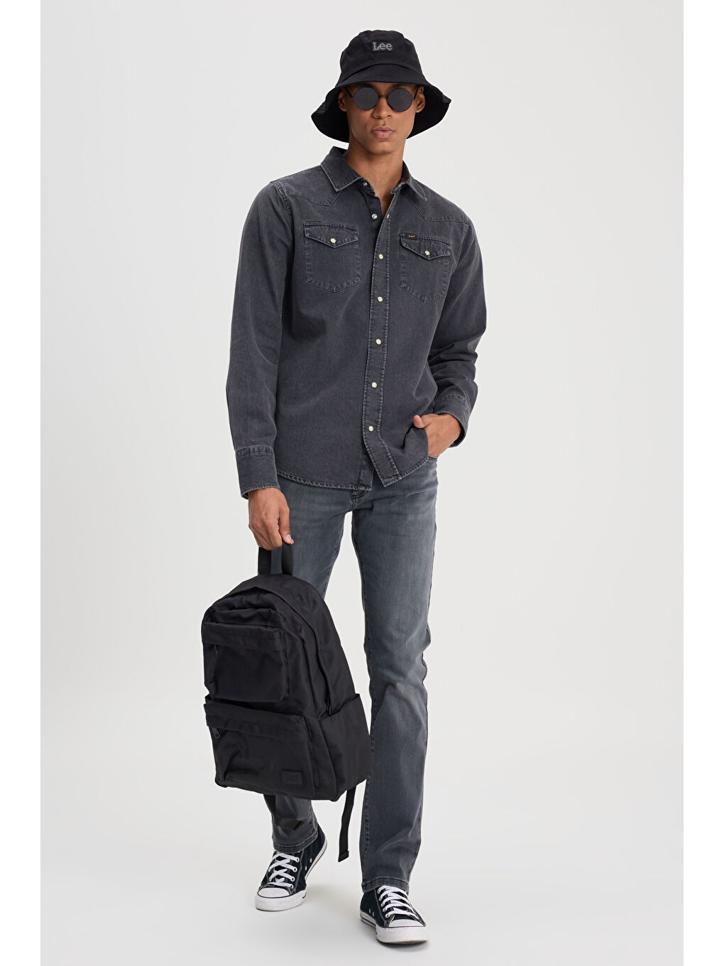 Slim Tapered Fit Dar Kesim Normal Bel Düz Paça Extreme Motion Koyu Gri Esnek Jean Pantolon-4