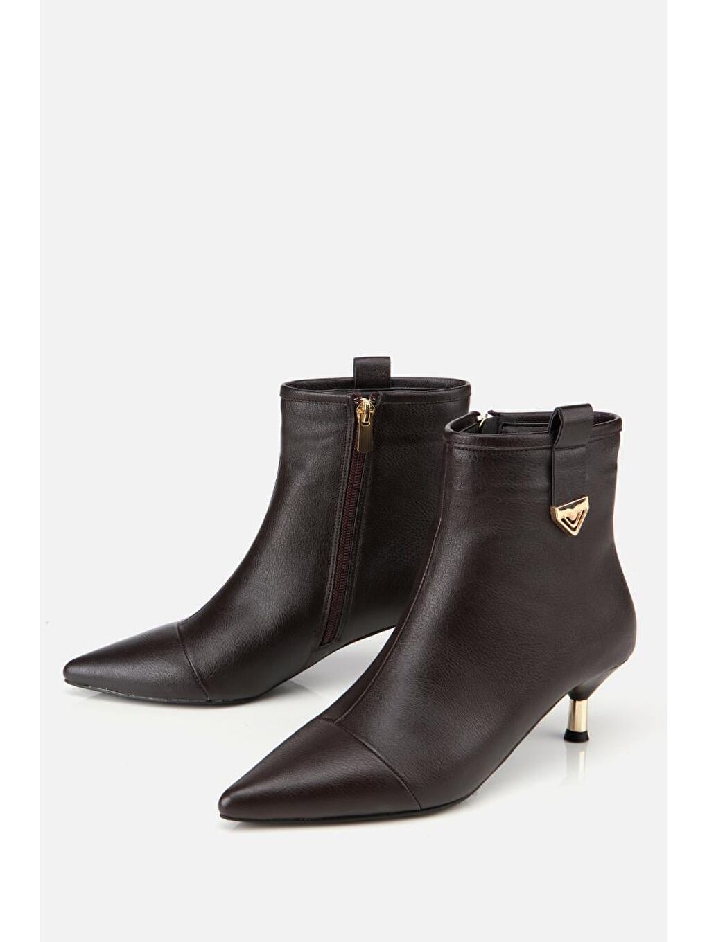 Kadın Kahverengi İnce Topuklu Bot-4